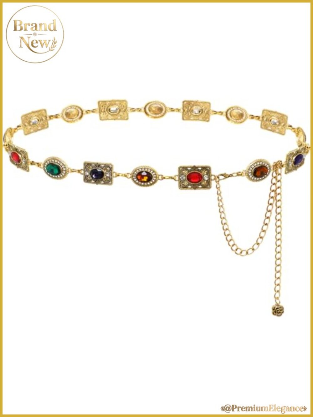 Women's Western Concho Rhinestone Waist Chain Belt